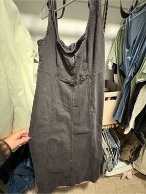 Old Navy Charcoal Sleeveless Midi Denim Dress